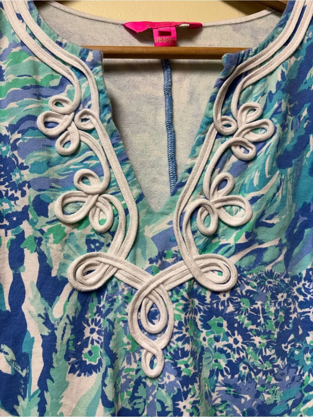 Lilly Pulitzer Harper Cotton Shift Dress Blue Haven Hey Hey Soleil - Medium